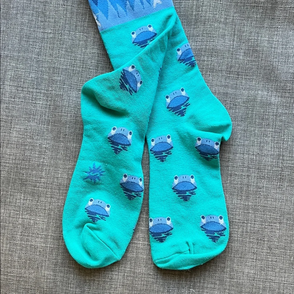 Sock it to Me Nighttime Buffet Knee High Glow in the Dark Socks Frogs Novelty